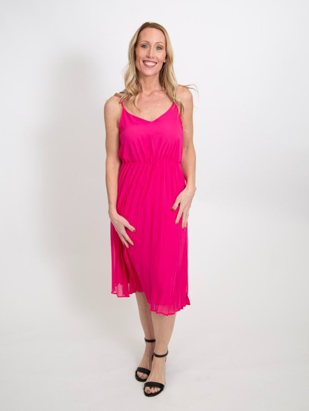 Chiffon Pleated Midi Dress